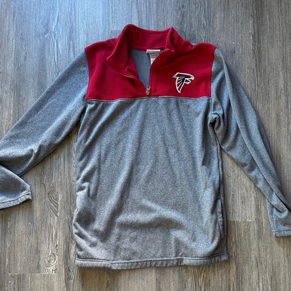 Youth Large Gray and Red Quarter-Zip Sweater Falcons
